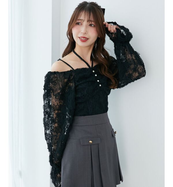  「2wayフラワーレースブラウス」|シャツ・ブラウス|