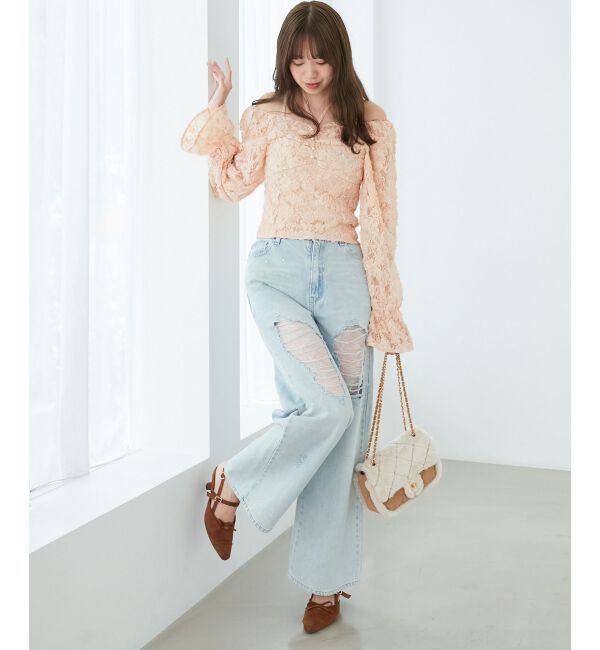  「2wayフラワーレースブラウス」|シャツ・ブラウス|