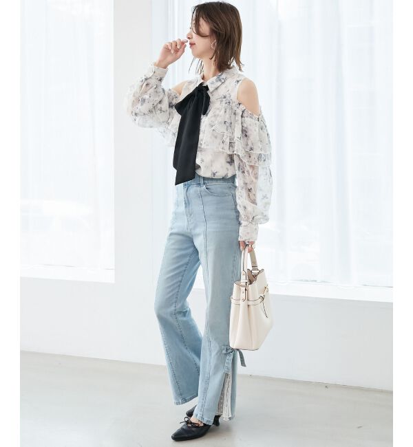  「バイカラーボウタイフリルブラウス」|シャツ・ブラウス|