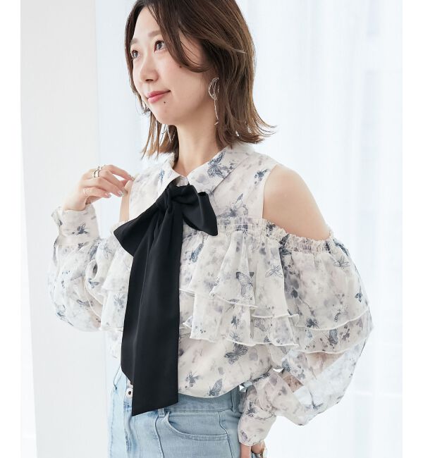  「バイカラーボウタイフリルブラウス」|シャツ・ブラウス|