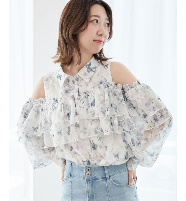  「バイカラーボウタイフリルブラウス」|シャツ・ブラウス|