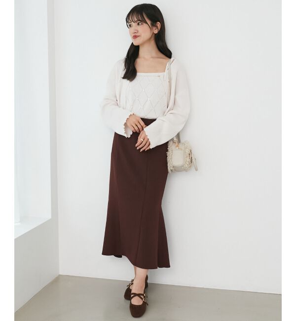  「ダイヤ柄ビジューキャミセットカーデ」|カーディガン|