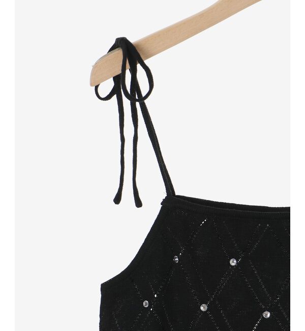  「ダイヤ柄ビジューキャミセットカーデ」|カーディガン|