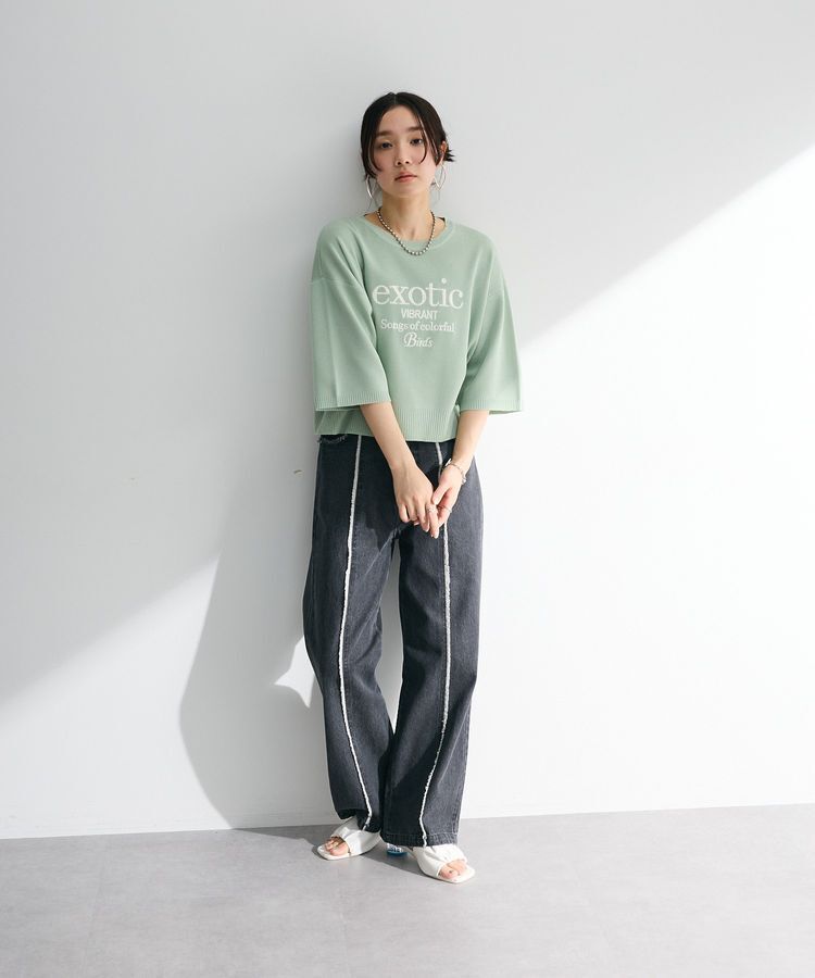 Green Parks「・ELENCARE DUE ロゴ刺繍6分袖ニット」|ニット・セーター|