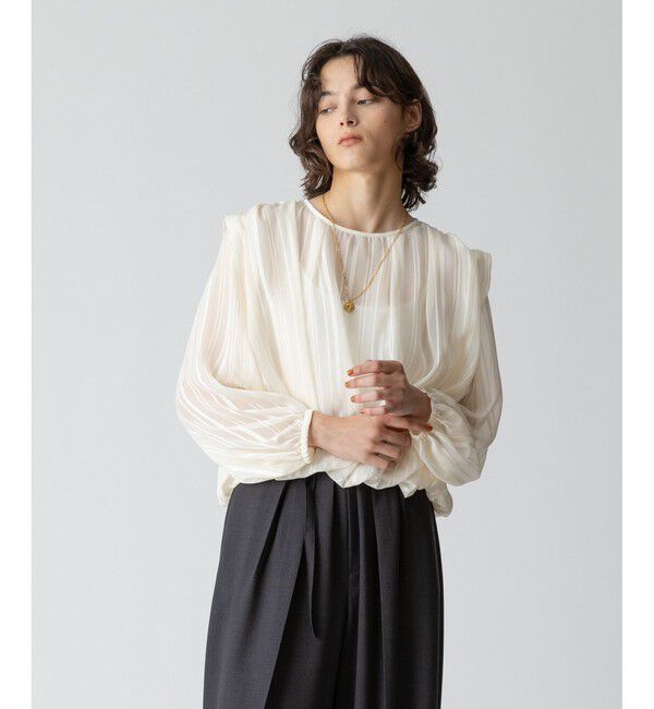 allureville「シアーショートギャザリングブラウス」|シャツ・ブラウス|