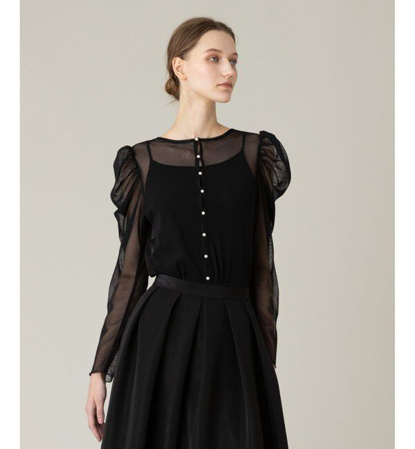 LOULOU WILLOUGHBY「【LOULOU WILLOUGHBY】ドットチュールジコスリーブプルオーバー」|Tシャツ・カットソー|