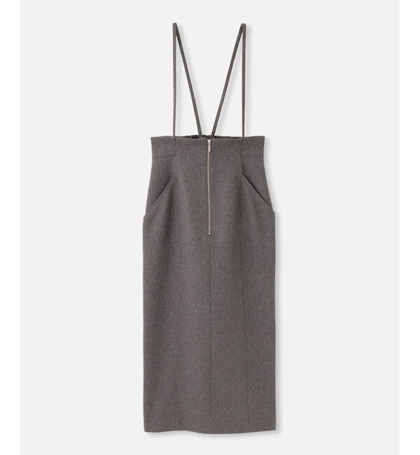 allureville「フロントジップサスペンダースカート」|ジャンパースカート|グレー