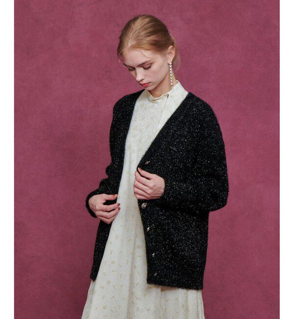 LOULOU WILLOUGHBY「【LOULOU WILLOUGHBY】フィルムラメミドルカーディガン」|カーディガン|