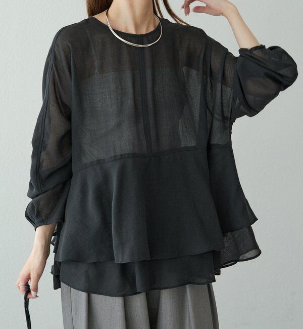  「シアーガーゼペプラムブラウス」|プルオーバー|