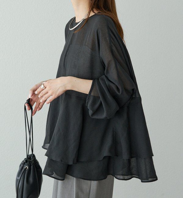  「シアーガーゼペプラムブラウス」|プルオーバー|