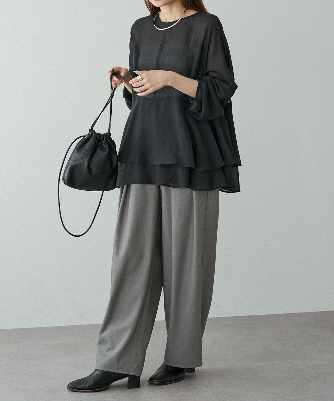  「シアーガーゼペプラムブラウス」|プルオーバー|