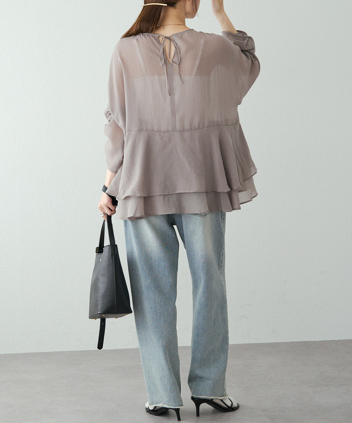  「シアーガーゼペプラムブラウス」|プルオーバー|