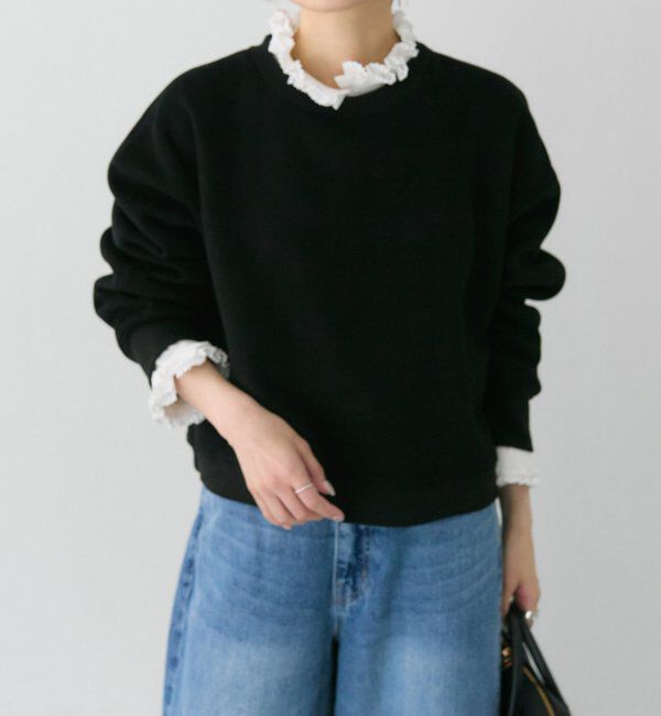  「シンプル裏起毛スウェットショートプルオーバー」|プルオーバー|