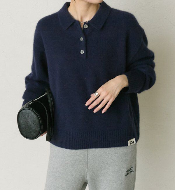  「【25th】FOX混ニットポロ」|ニット・セーター|ネイビー