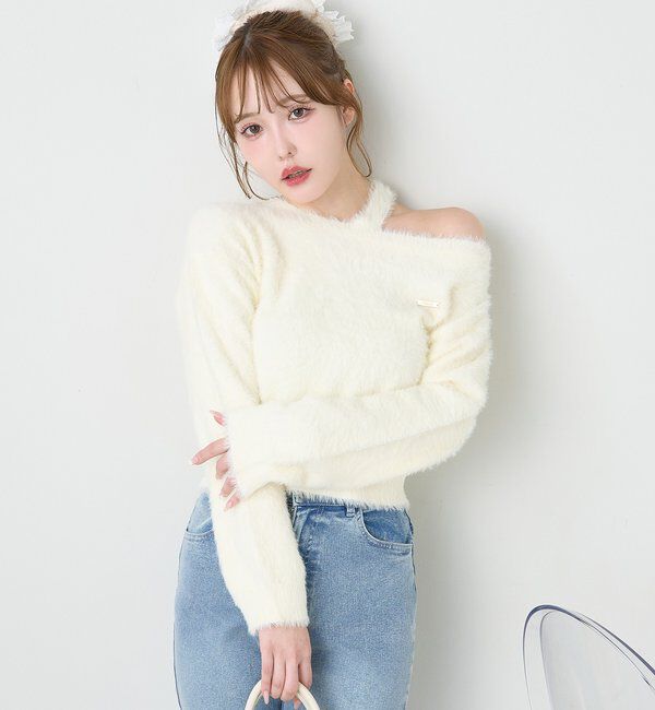  「プレート付きフェザーニット」|ニット・セーター|