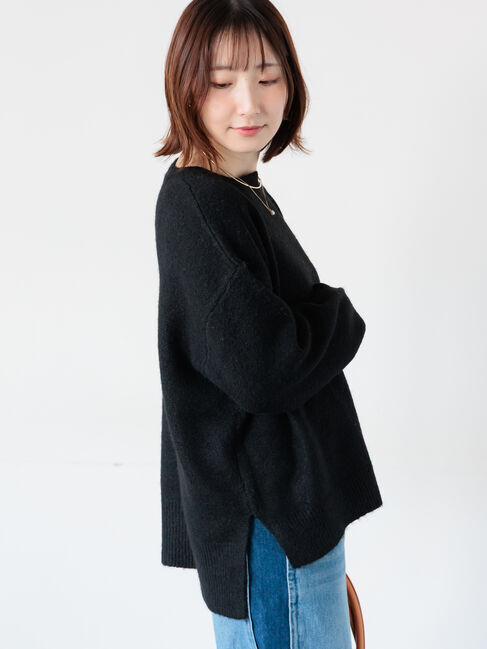 Te chichi TERRASSE「もちもちメランジクルーネックニット」|ニット・セーター|ブラック