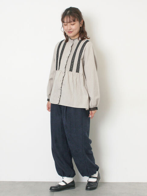 Samansa Mos2「フリルバンドカラーブラウス」|シャツ・ブラウス|