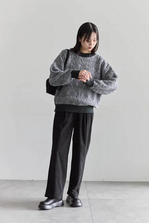 Samansa Mos2 blue「ジャカードモールニットプルオーバー」|ニット・セーター|