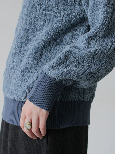 Samansa Mos2 blue「ジャカードモールニットプルオーバー」|ニット・セーター|