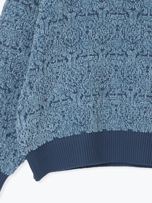 Samansa Mos2 blue「ジャカードモールニットプルオーバー」|ニット・セーター|