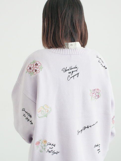 Samansa Mos2「花+ロゴ総柄刺繍カーディガン」|カーディガン|