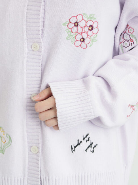 Samansa Mos2「花+ロゴ総柄刺繍カーディガン」|カーディガン|