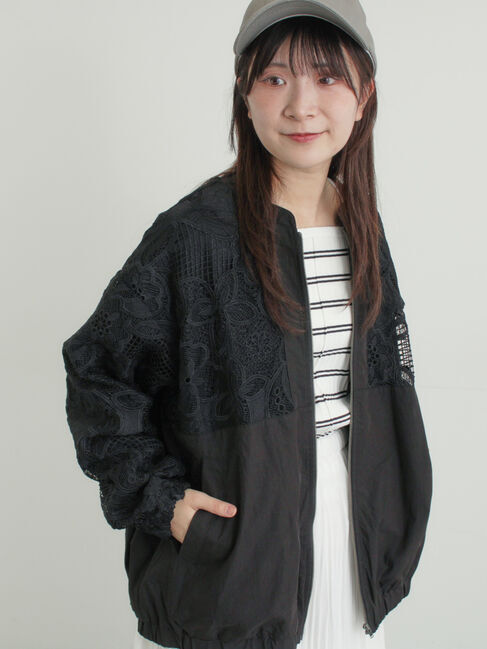 Samansa Mos2「切り替えレースブルゾン」|ブルゾン・スタジャン|