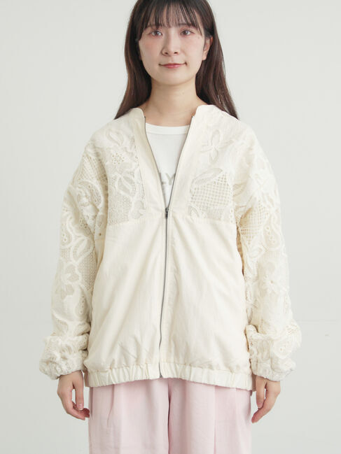 Samansa Mos2「切り替えレースブルゾン」|ブルゾン・スタジャン|