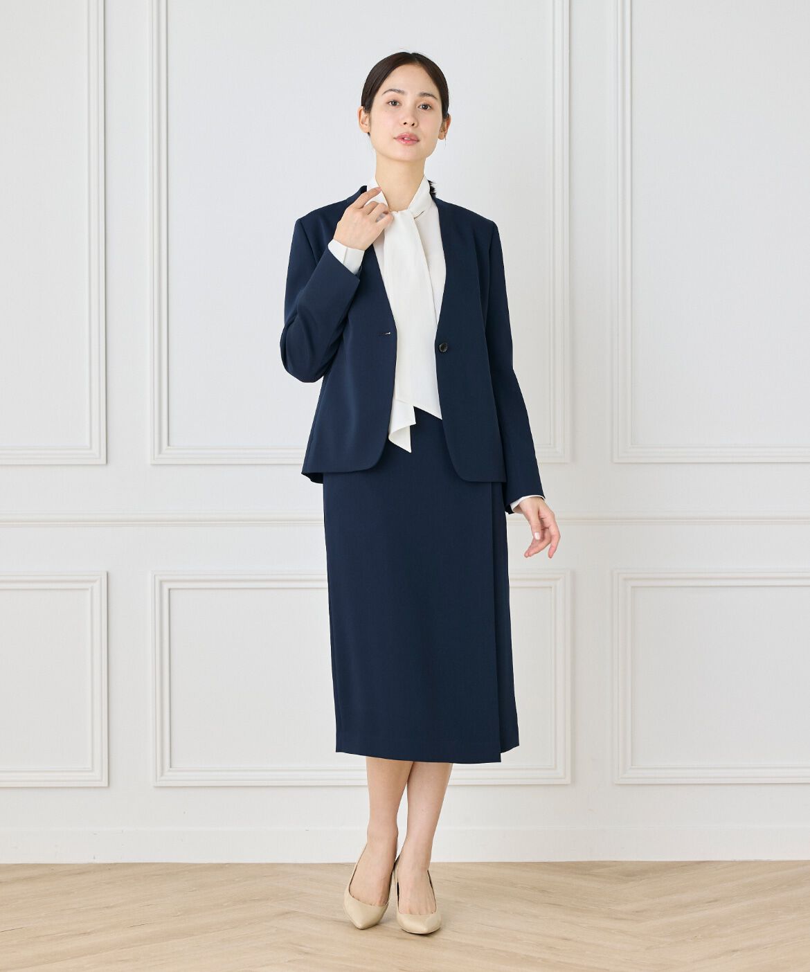 INED「カラーレスジャケット」|ノーカラージャケット|