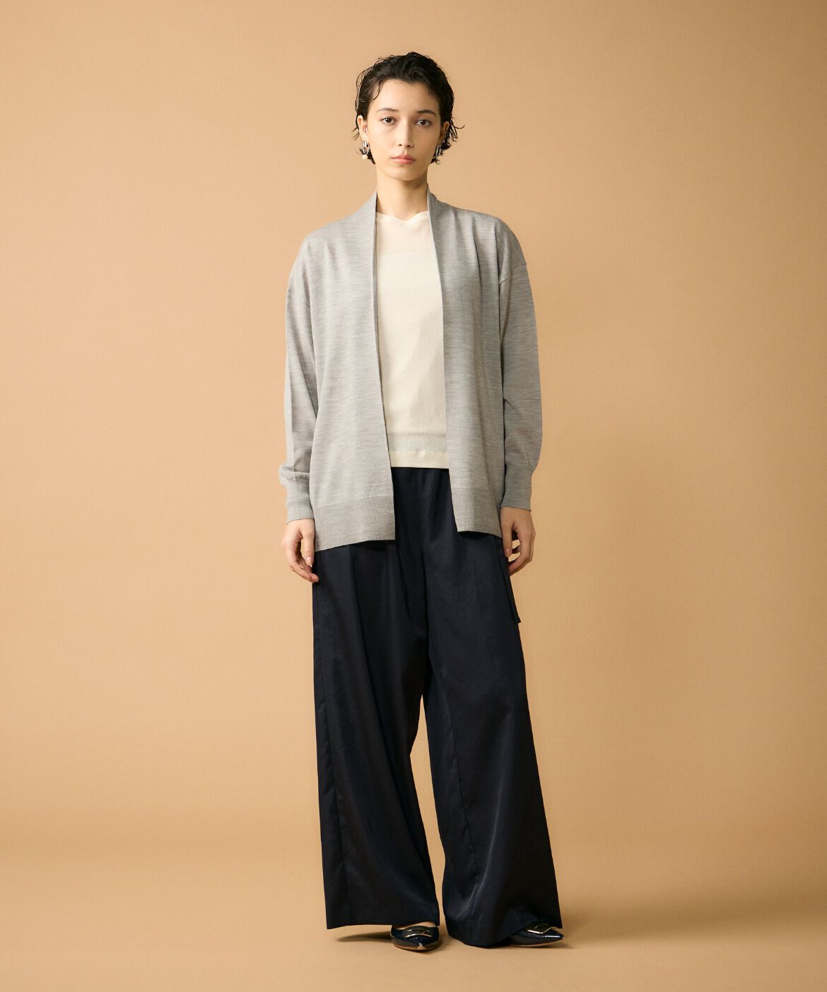 7-IDconcept.「《大きいサイズ》着流しロングカーディガン」|ニット・セーター|