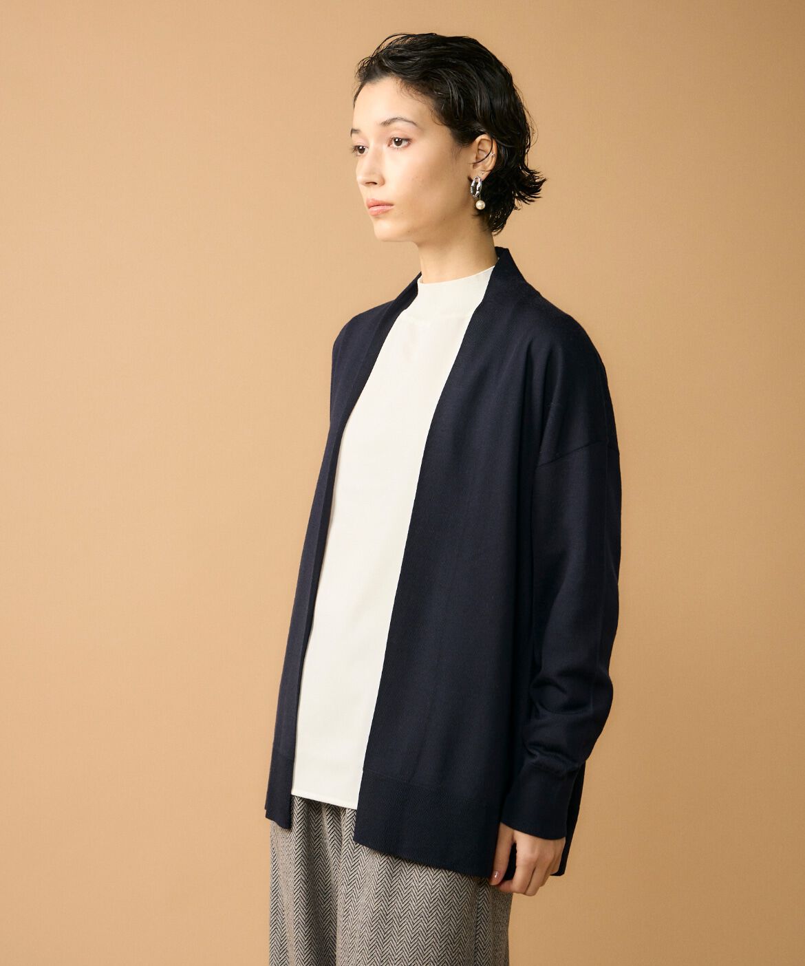 7-IDconcept.「《大きいサイズ》着流しロングカーディガン」|ニット・セーター|