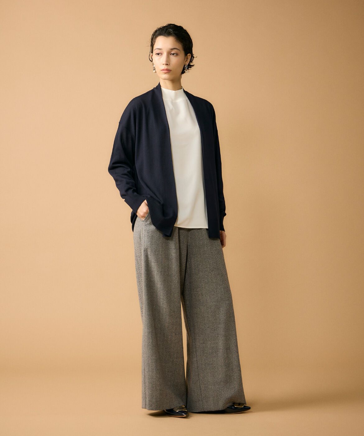 7-IDconcept.「《大きいサイズ》着流しロングカーディガン」|ニット・セーター|