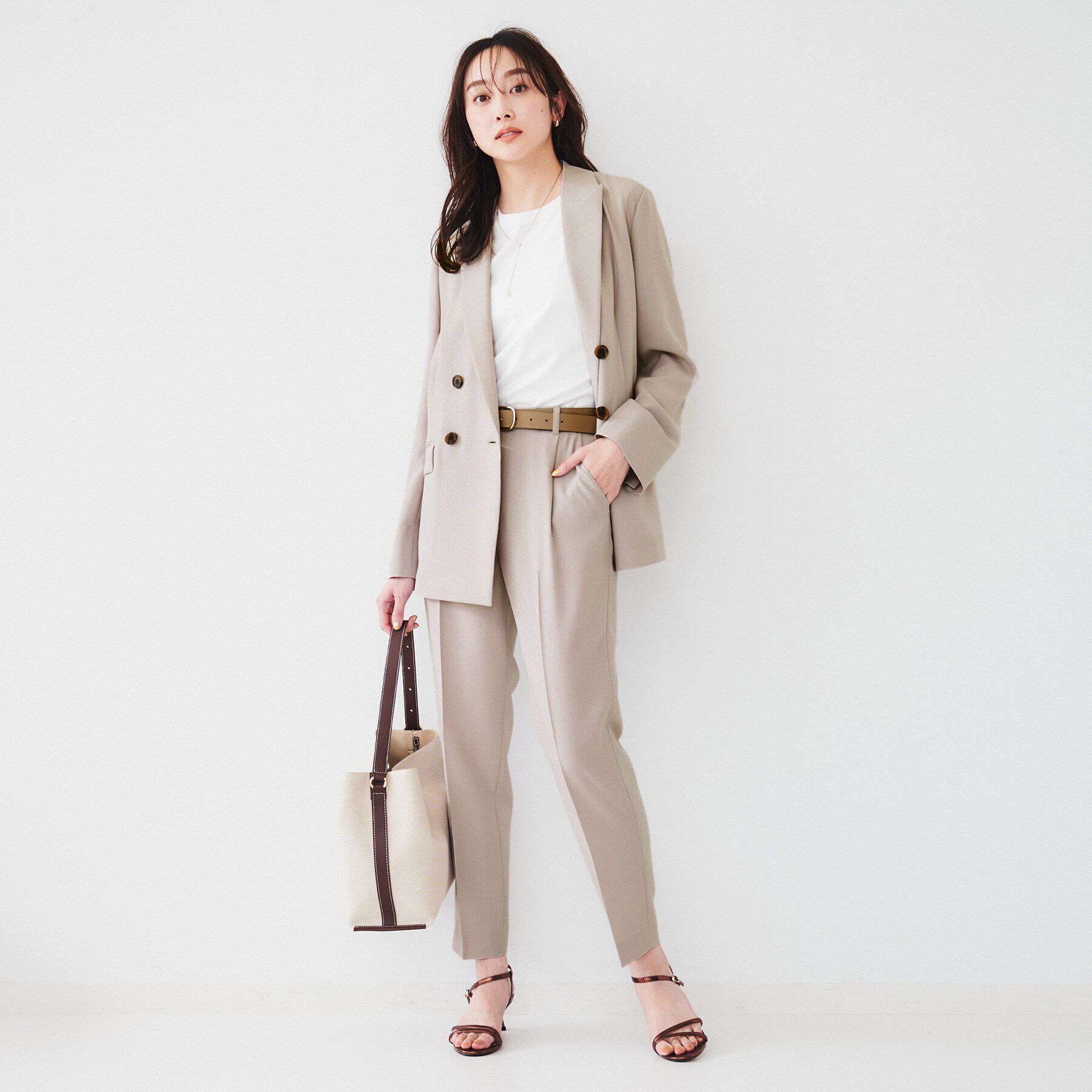 UNTITLED「【接触冷感/UV/セットアップ可能】ライトウェイト タックテーパードパンツ」|その他|