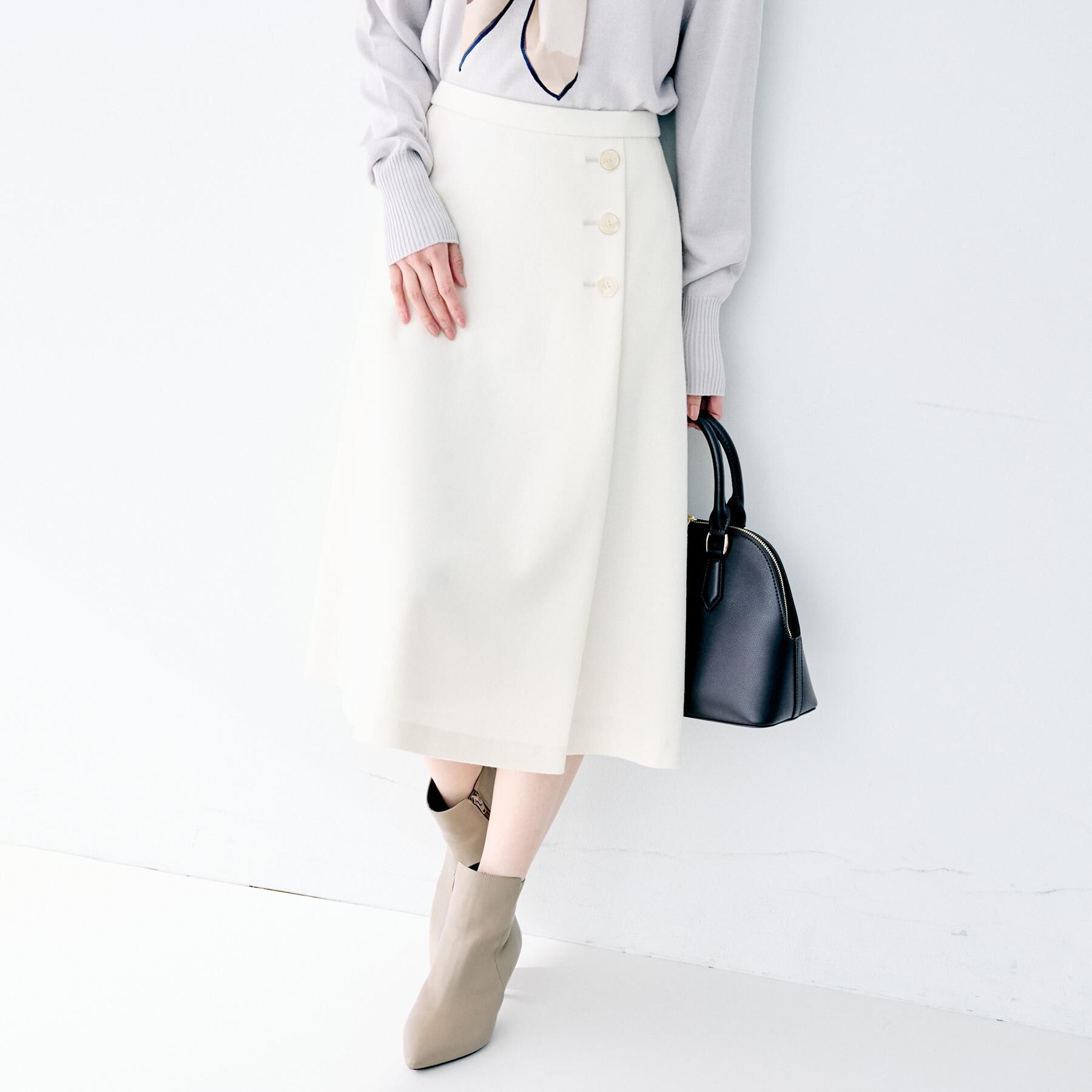 UNTITLED「【ウール100%/後ろウエストゴム】ミルドスムースフレアスカート」|スカート|