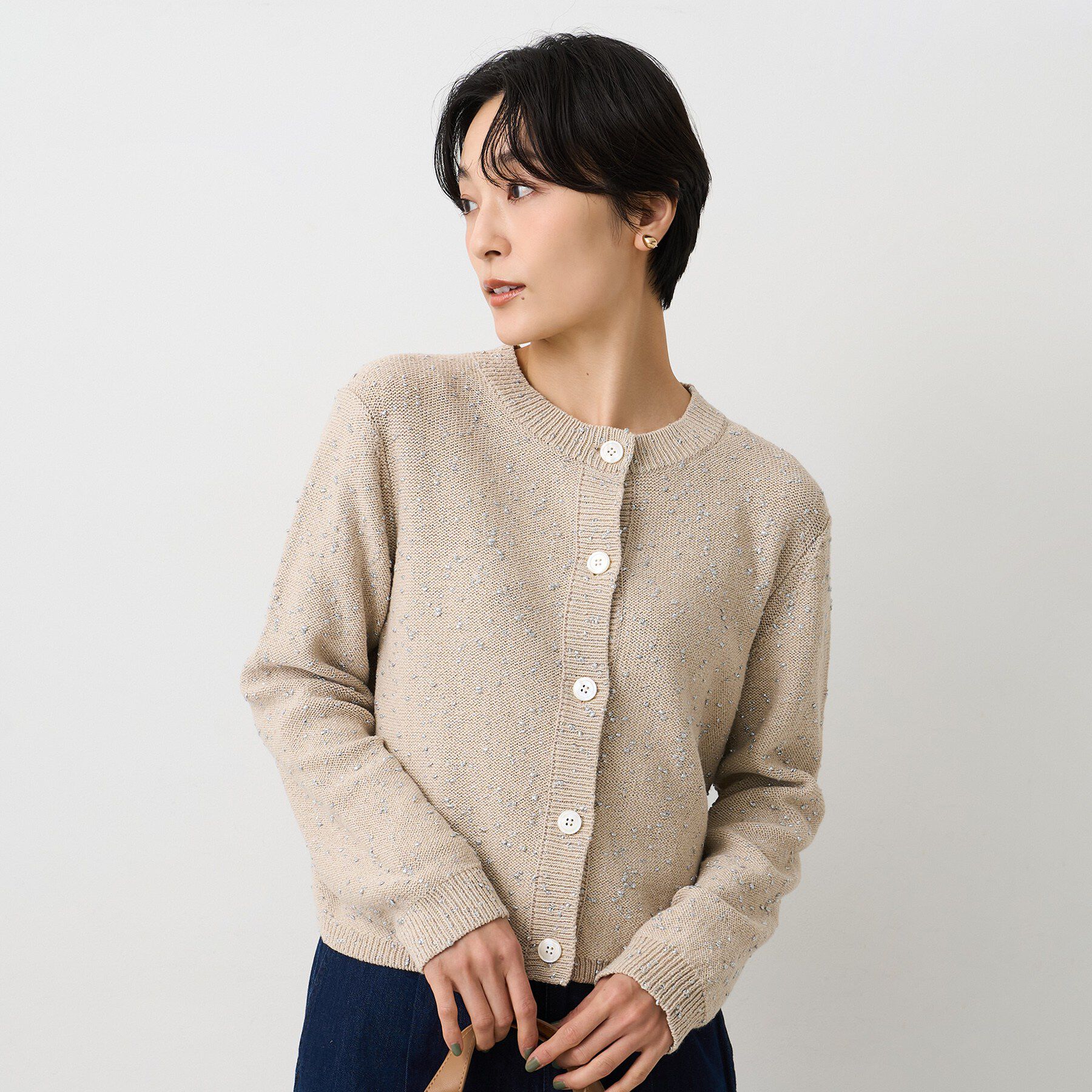 UNTITLED「【洗える/すっきり丈】ラメノット ニットカーディガン」|カーディガン|