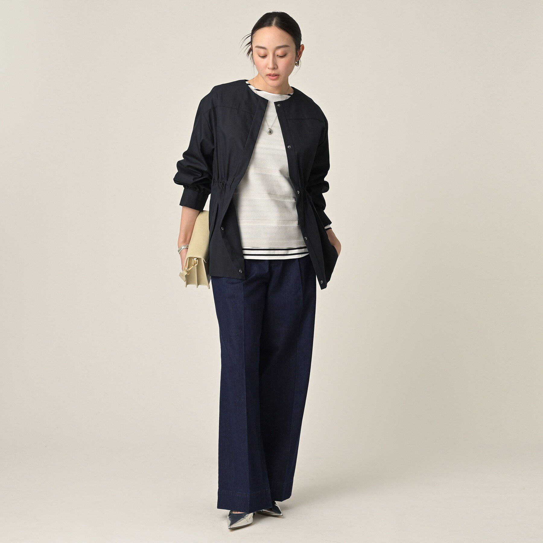 UNTITLED「ライトコットンミリタリーコート」|ノーカラーコート|