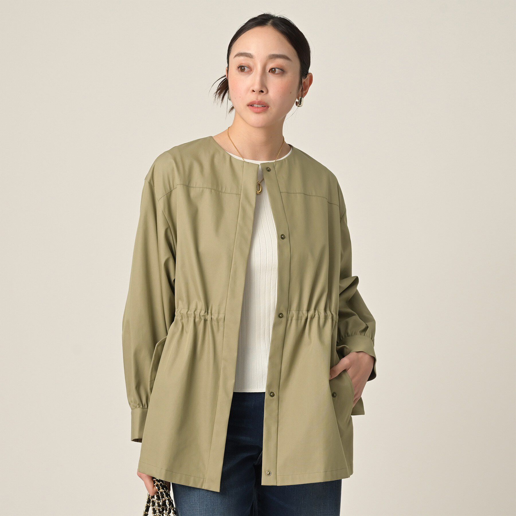 UNTITLED「ライトコットンミリタリーコート」|ノーカラーコート|