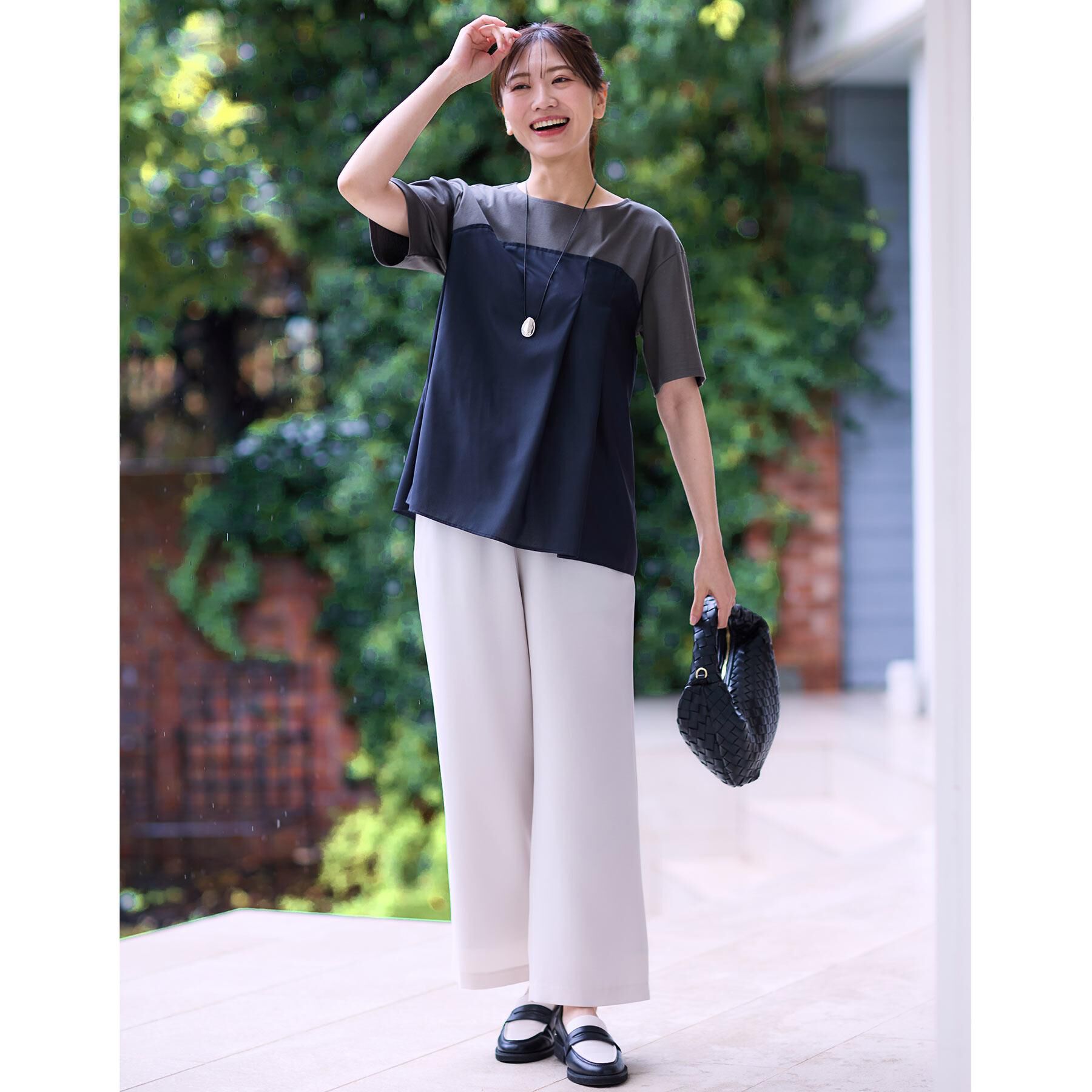 Reflect「【マシンウォッシュ可能】レイヤード風ジャージブラウス」|Tシャツ・カットソー|