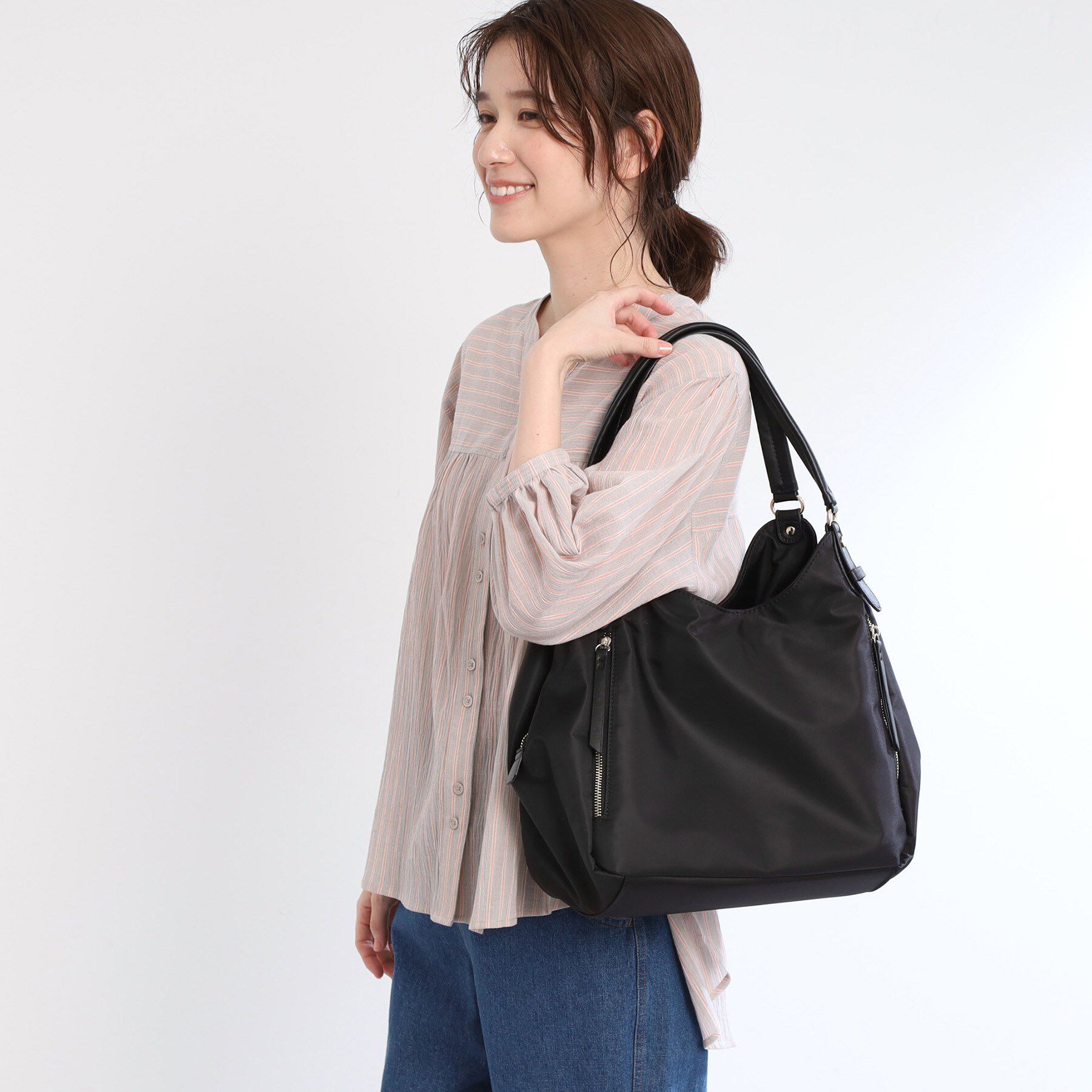 Reflect「【大容量／底ファスナー付き／キレイめコーデにも◎】ナイロンバッグ」|トートバッグ|