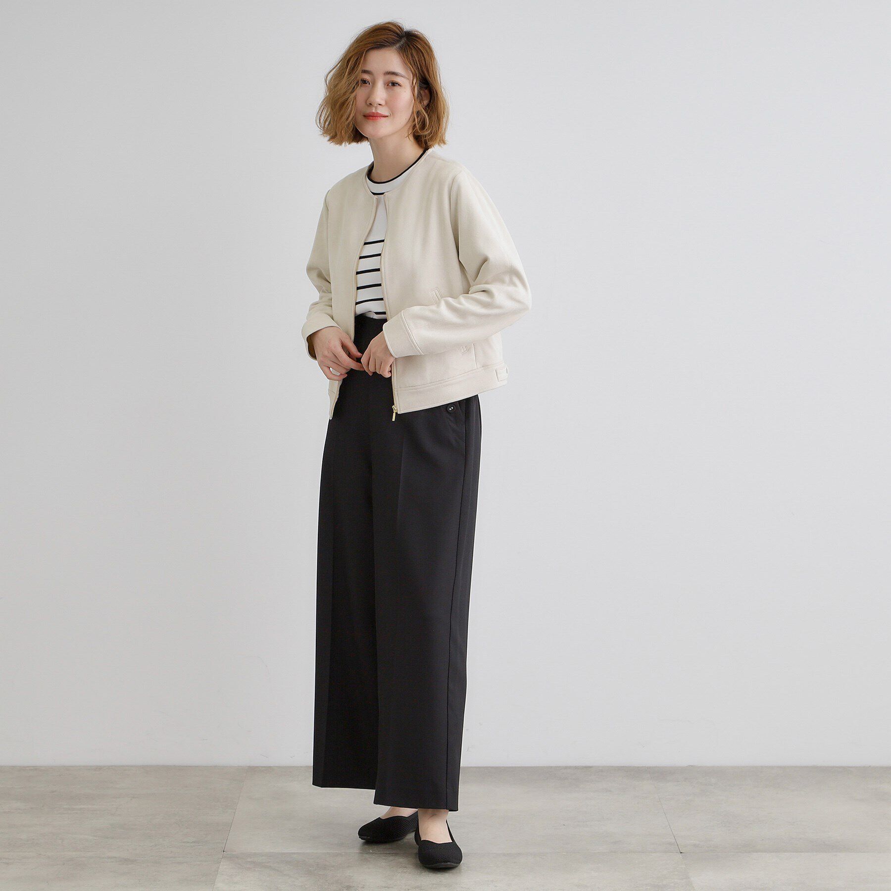 grove「スエードライクノーカラージャケット」|ブルゾン・スタジャン|