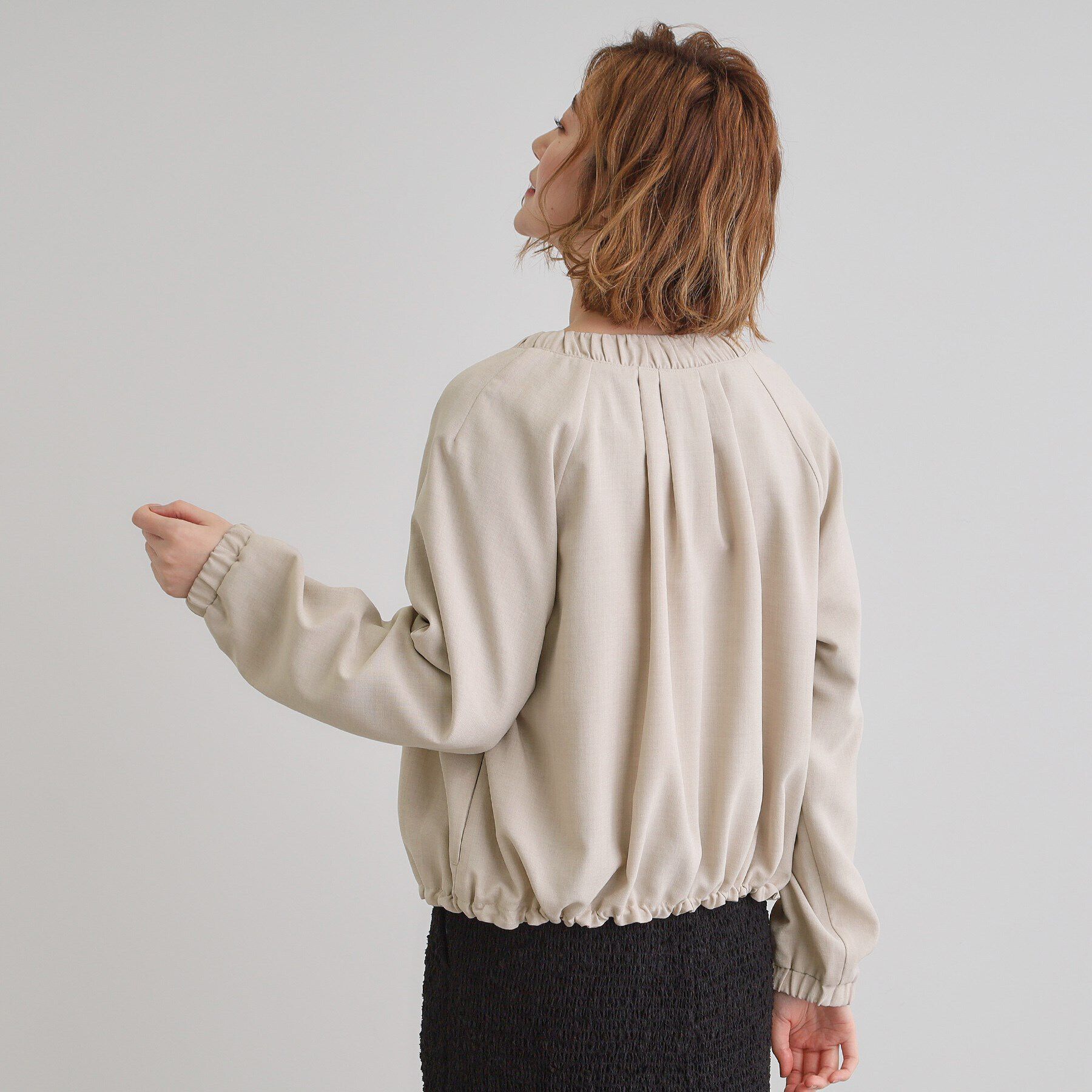 grove「軽やかに羽織る　リネンライクノーカラーブルゾン」|ブルゾン・スタジャン|