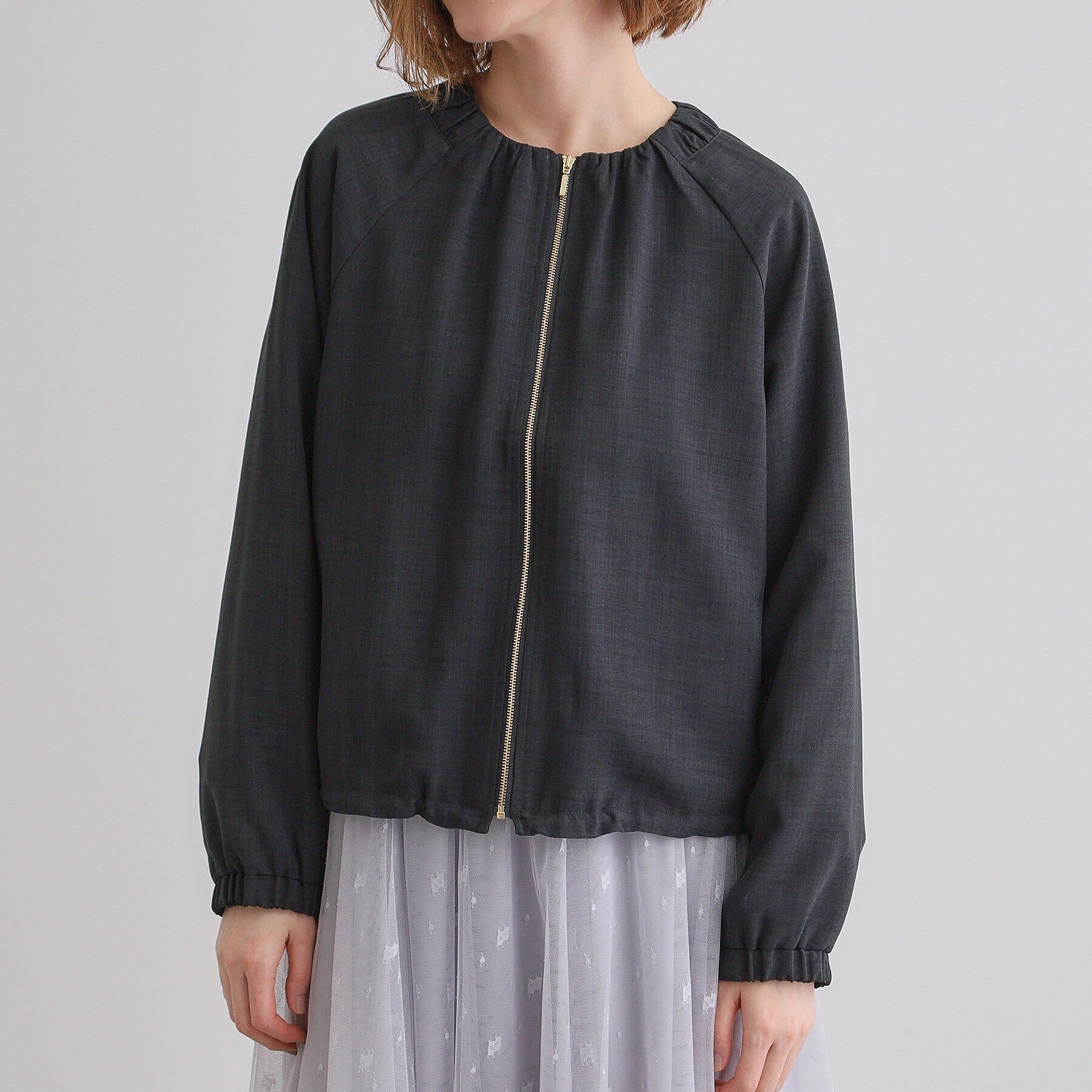 grove「軽やかに羽織る　リネンライクノーカラーブルゾン」|ブルゾン・スタジャン|
