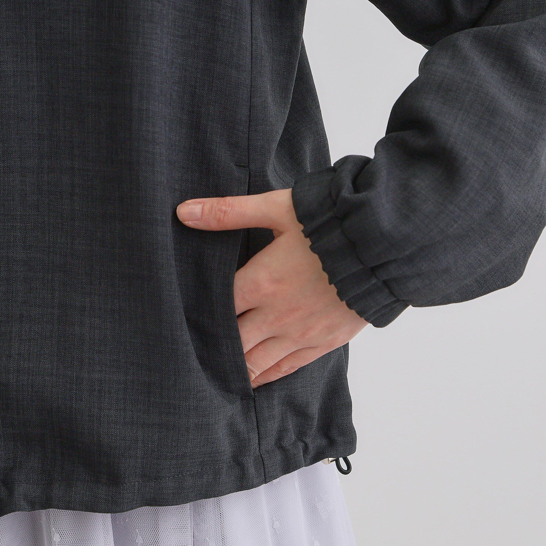 grove「軽やかに羽織る　リネンライクノーカラーブルゾン」|ブルゾン・スタジャン|