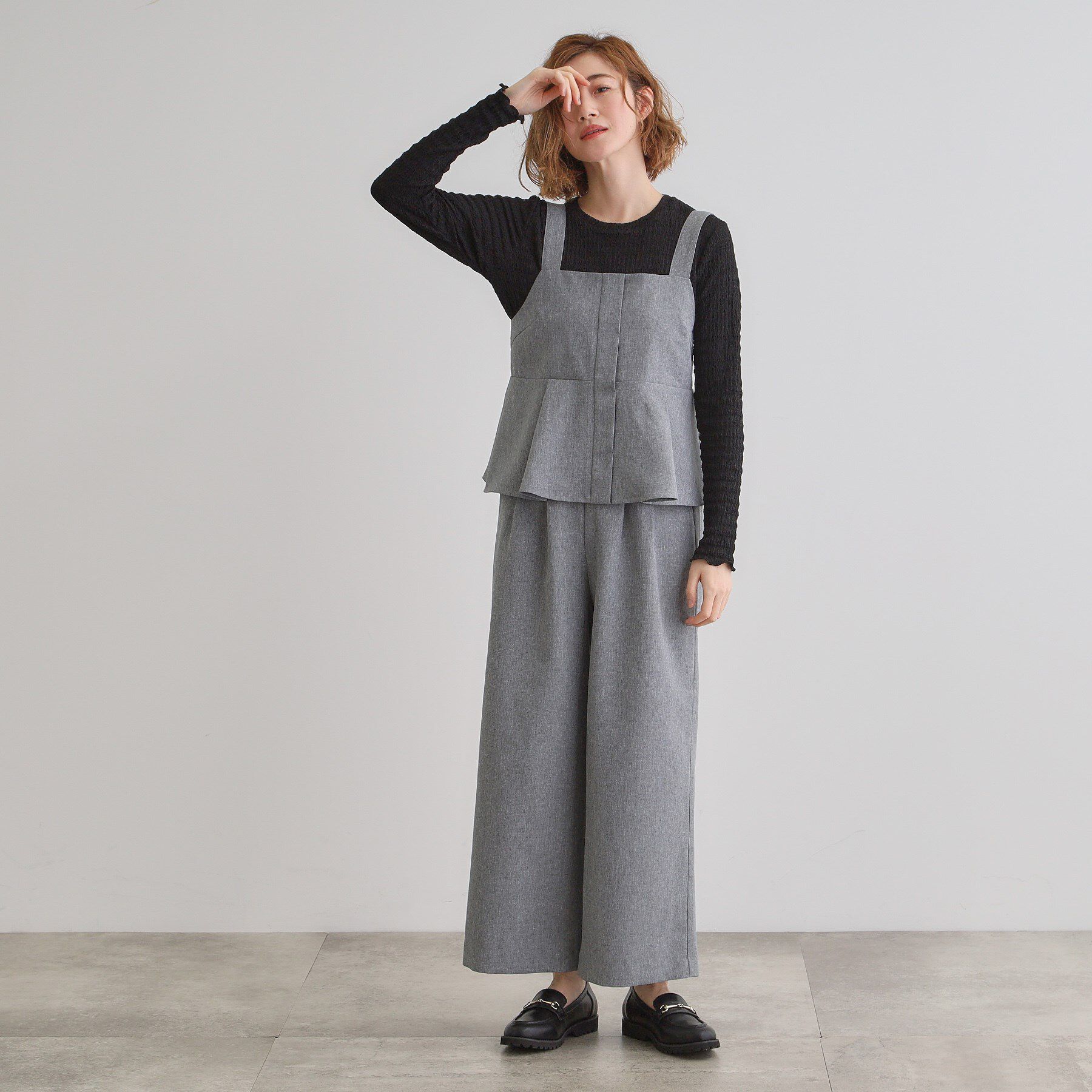 grove「デニムアソート麻調ビスチェセット」|スーツ|グレー(012)