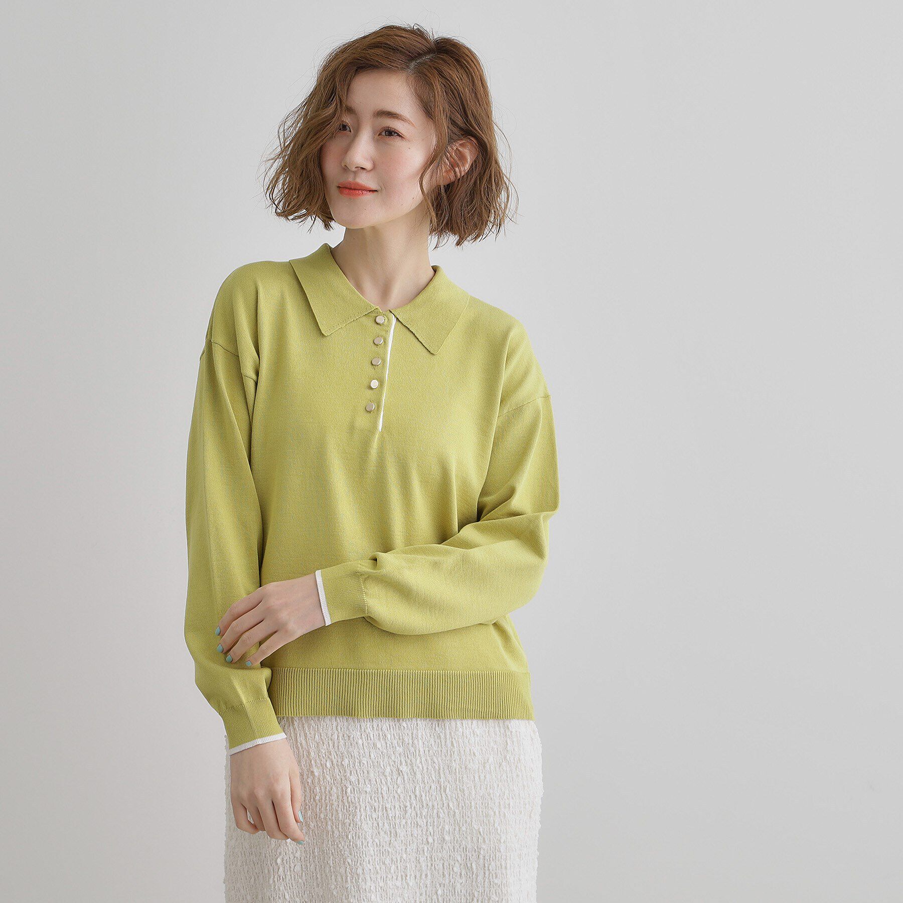 grove「配色ポロニットプルオーバー」|ニット・セーター|