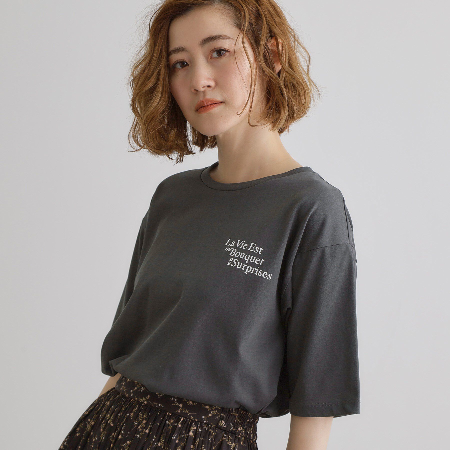 grove「五分袖ロゴプリントTシャツ」|Tシャツ・カットソー|