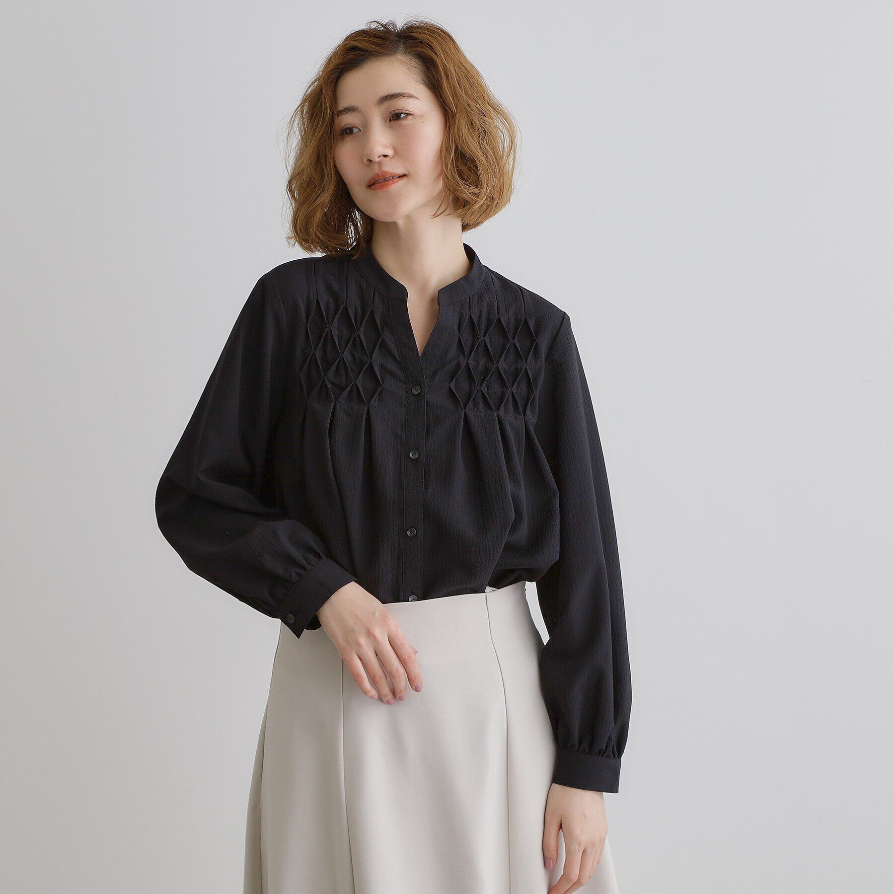 grove「スモッキングタックスキッパーブラウス」|シャツ・ブラウス|
