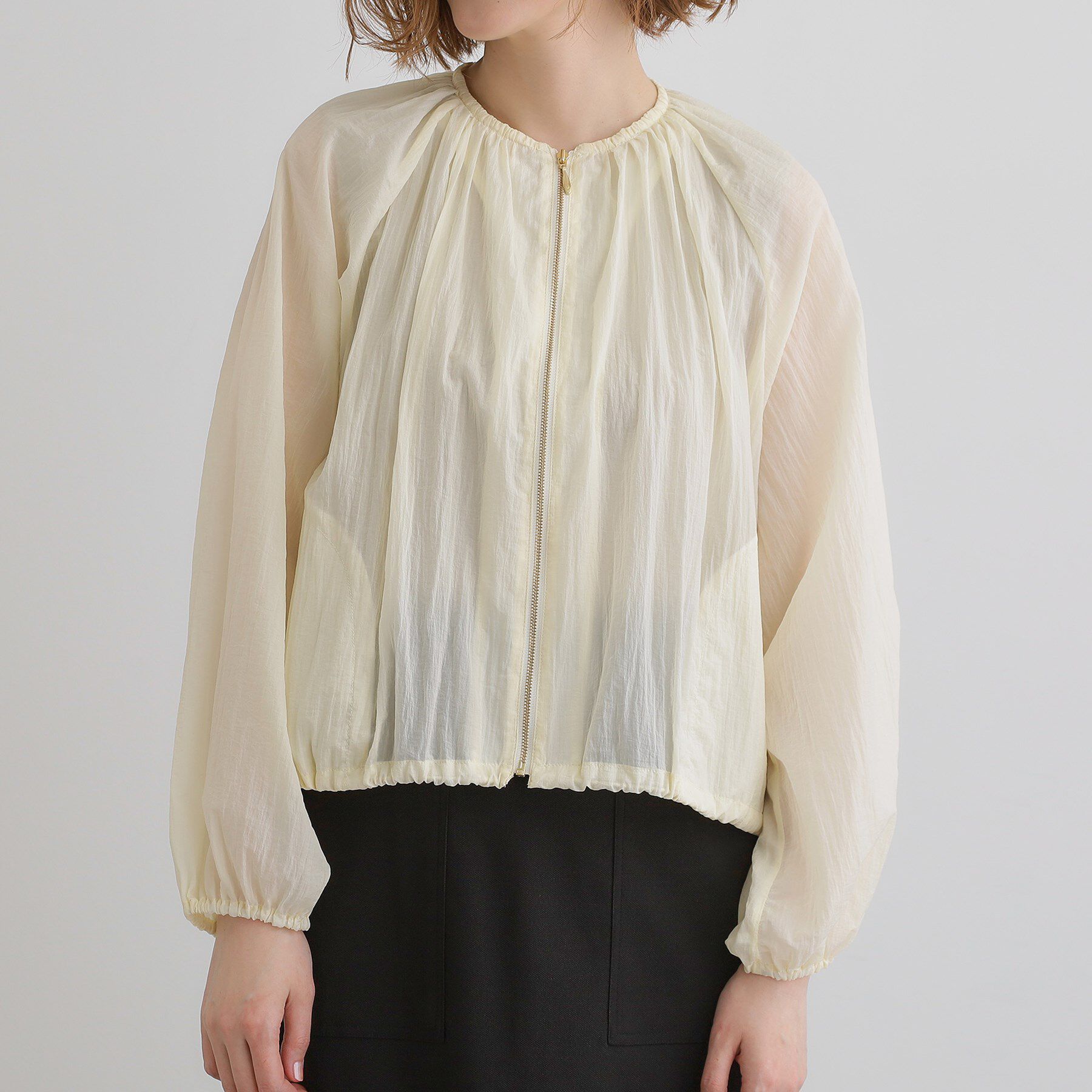 grove「【洗える】シアーナイロンギャザーブルゾン」|ブルゾン・スタジャン|