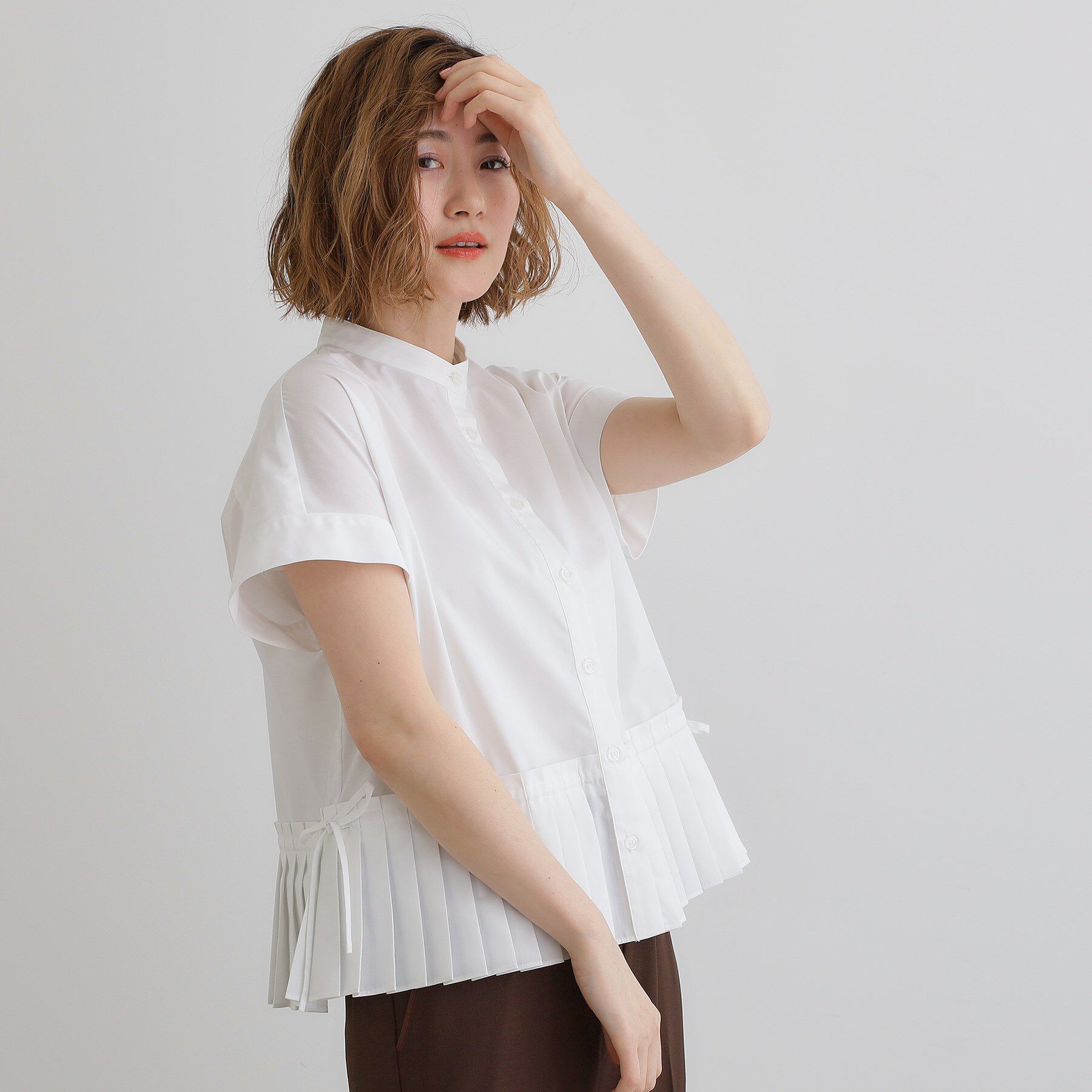 grove「キレイに見えて嬉しい 裾プリーツシャツ」|シャツ・ブラウス|オフホワイト(003