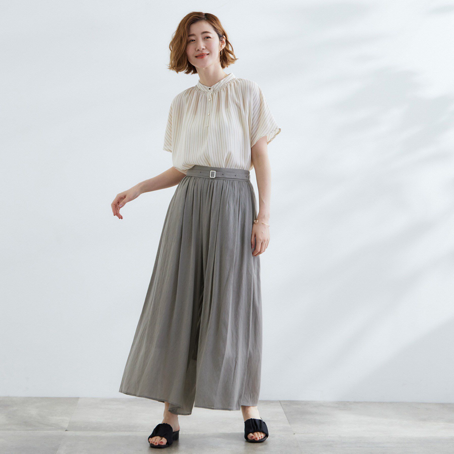 grove「【たっぷりギャザーで体型カバー】スカート見えの軽やかパンツ」|その他|